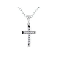 9ct White Gold Cubic Zirconia Cross Pendant