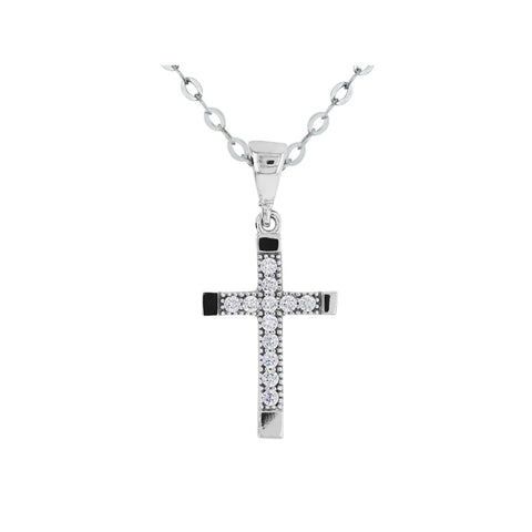 9ct White Gold Cubic Zirconia Cross Pendant
