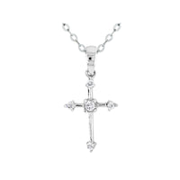 9ct White Gold CZ Cross