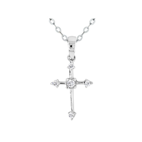 9ct White Gold Cubic Zirconia Cross