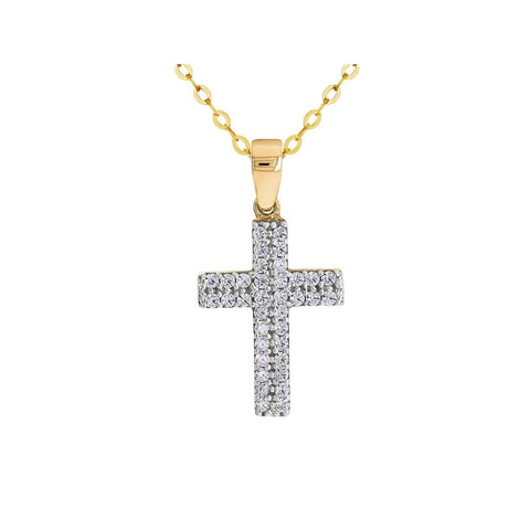 9ct Yellow Gold Cubic Zirconia Cross