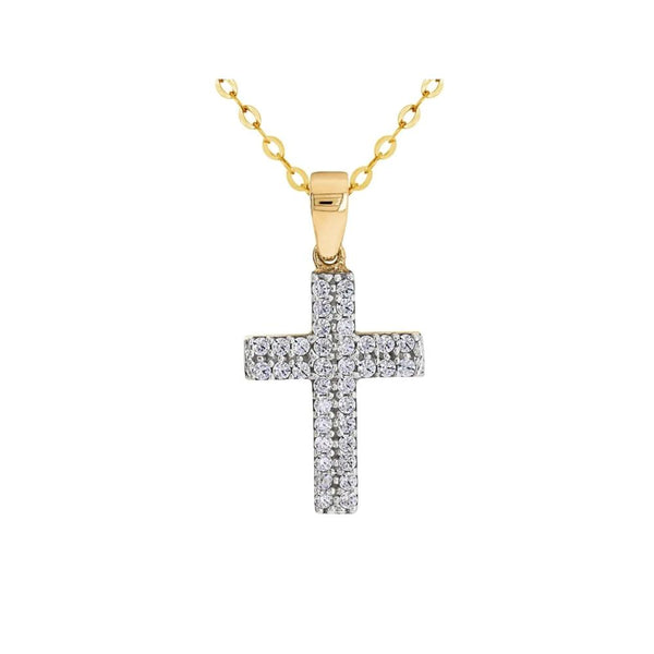 9ct Yellow Gold Cubic Zirconia Cross