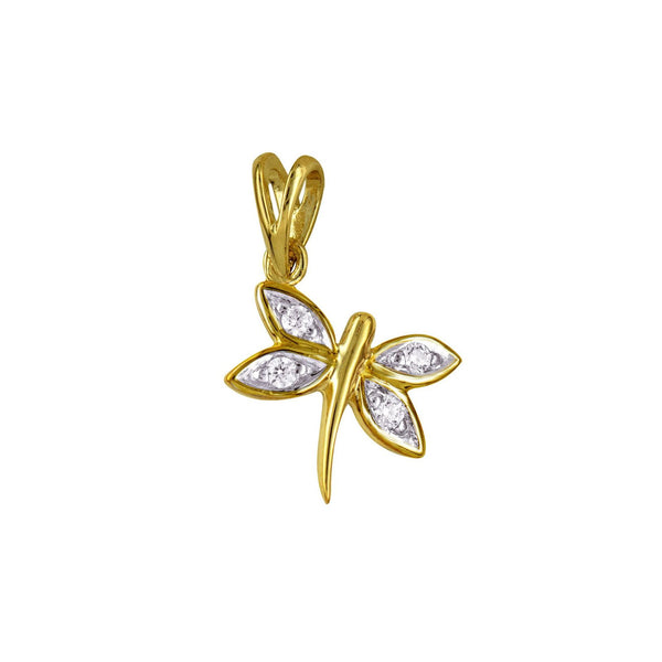 9ct Yellow Gold CZ Dragonfly Pendant