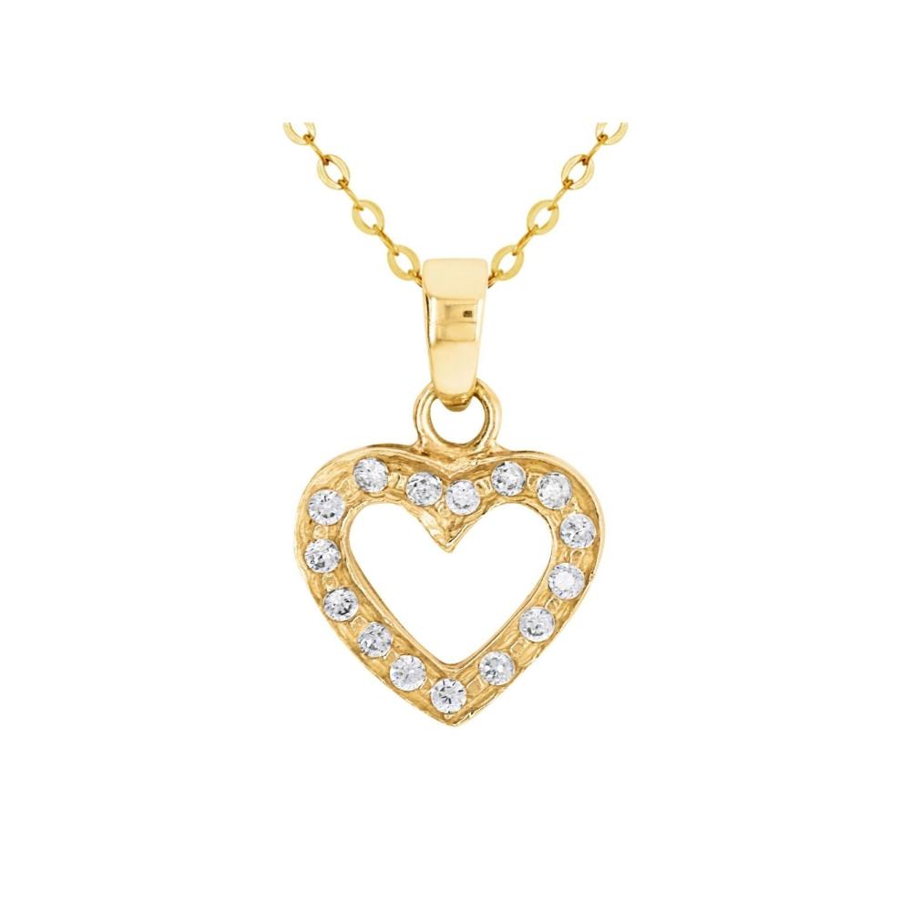 9ct Yellow Gold CZ Heart Pendant