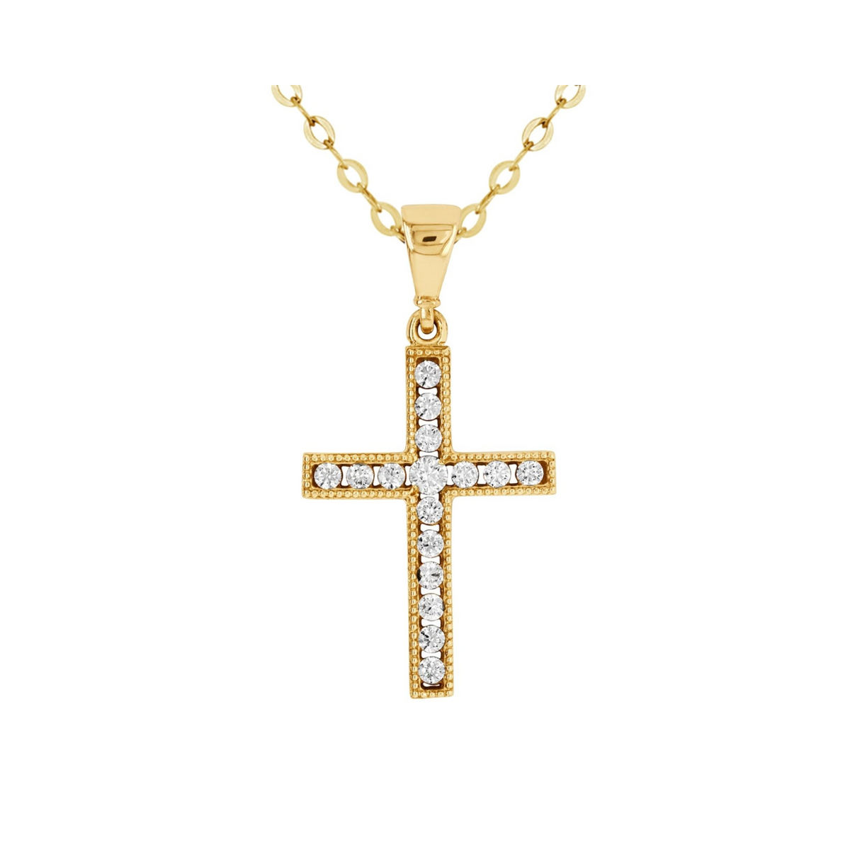 9ct Yellow Gold Cubic Zirconia Cross