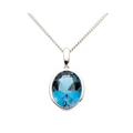 9ct White Gold Oval Bezel Set London Blue Topaz Pendant