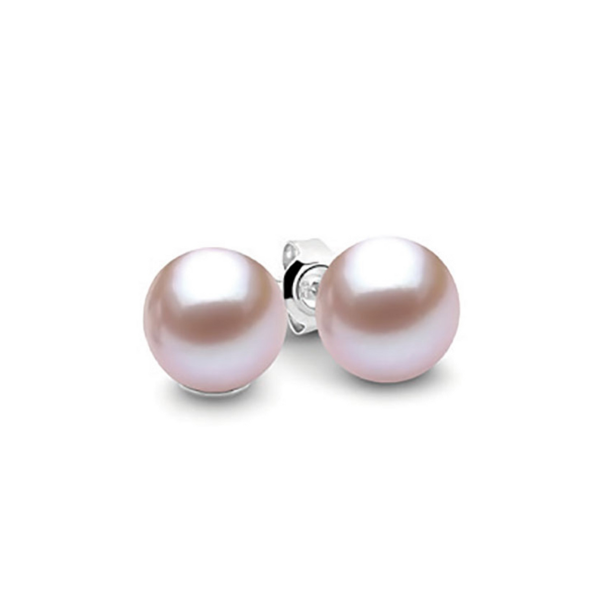 Sterling Silver Pink Round Freshwater Pearl Studs