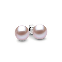 Sterling Silver Pink Round Freshwater Pearl Studs