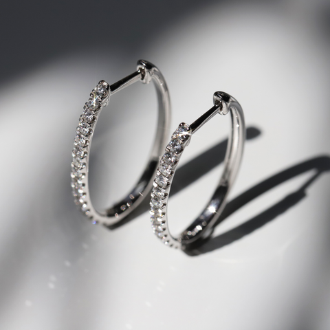 9ct White Gold Lab Grown Diamond Huggie Earrings - alternate view
