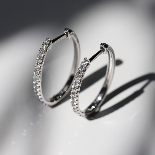 9ct White Gold Lab Grown Diamond Huggie Earrings - alternate view