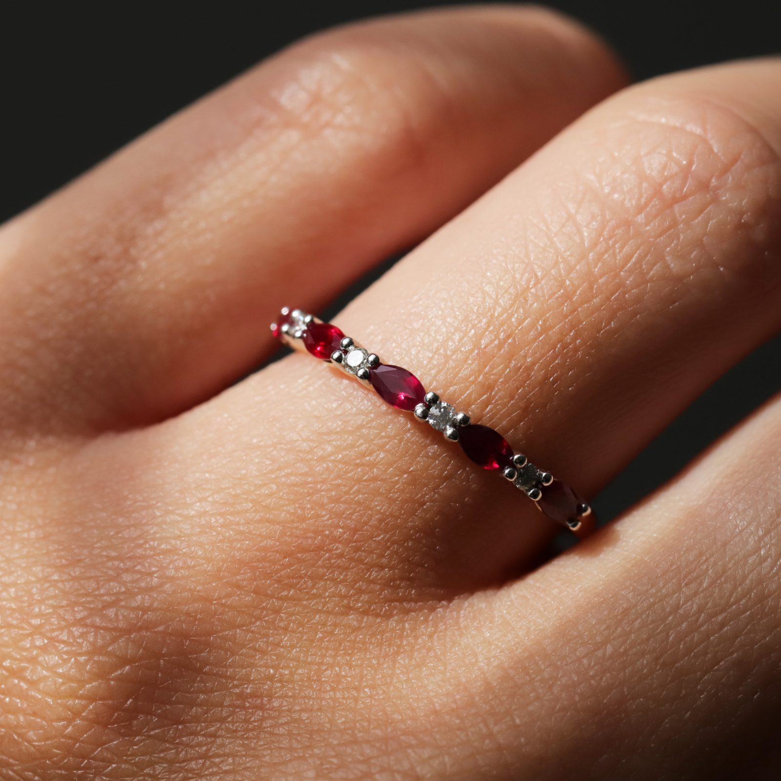 18ct Yellow Gold Ruby & Diamond Band