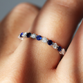 9ct White Gold Alternating Sappire & Diamond Ring