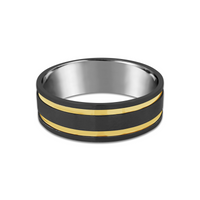 9ct Yellow Gold & Black Zirconium Men's Wedding Ring