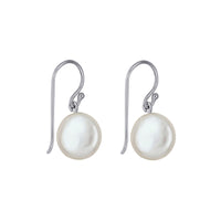 Sterling Silver 12mm Coin Pearl Hook Earrings