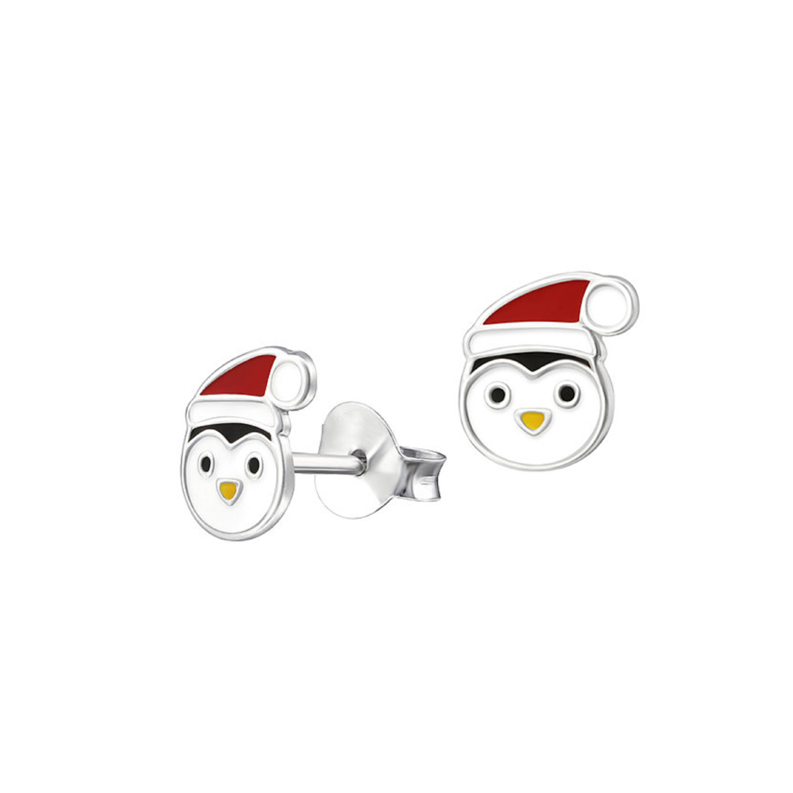 Sterling Silver Enamel Christmas Penguin Earrings