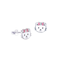 Sterling Silver Cat Stud Earrings