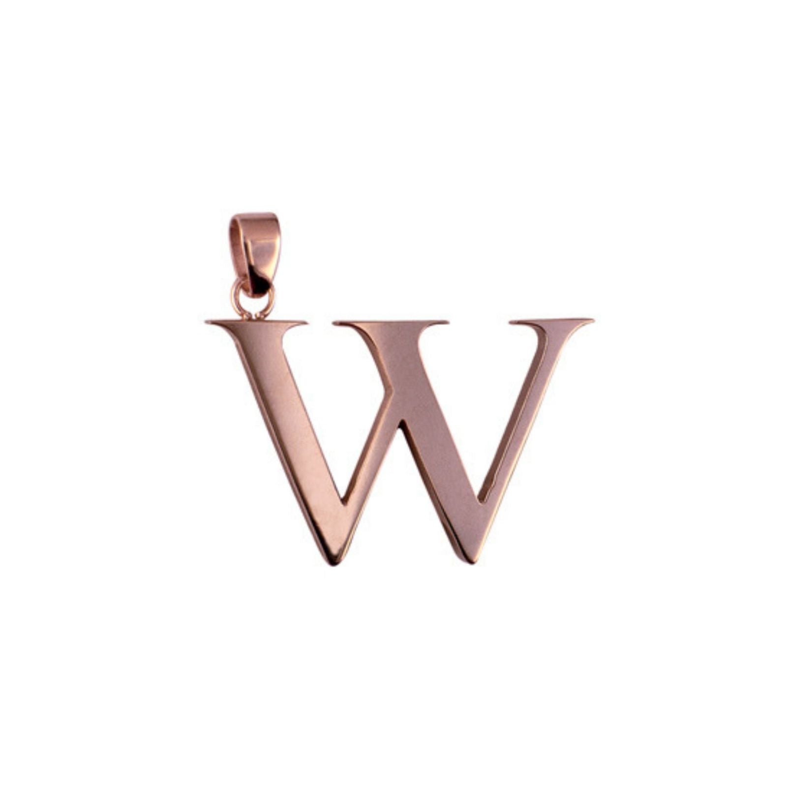 Rose Plated Stainless Steel Letter W Pendant