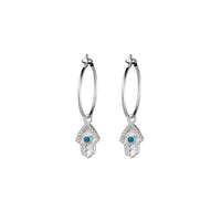 Sterling Silver Hamsa Hand Hoop Earrings