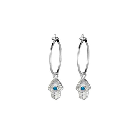 Sterling Silver Hamsa Hand Hoop Earrings
