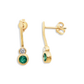 9ct Yellow Gold Emerald & White Sapphire Earrings