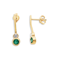 9ct Yellow Gold Emerald & White Sapphire Earrings