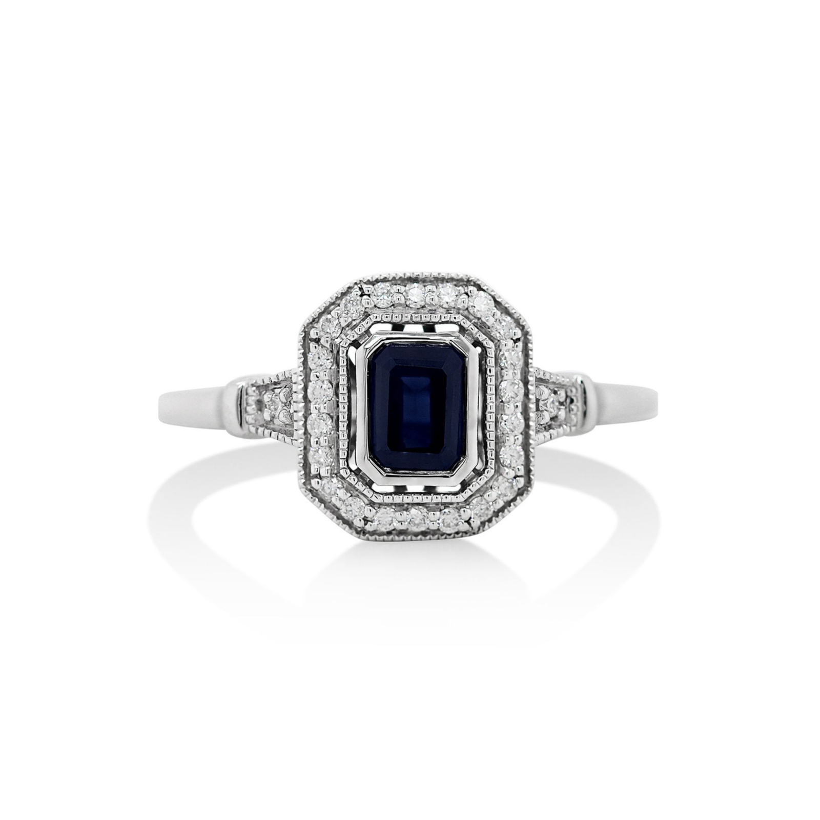 Halo white sapphire on sale ring