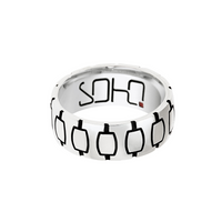 Men's Sterling Silver Oxidised Pattern Wedding Ring
