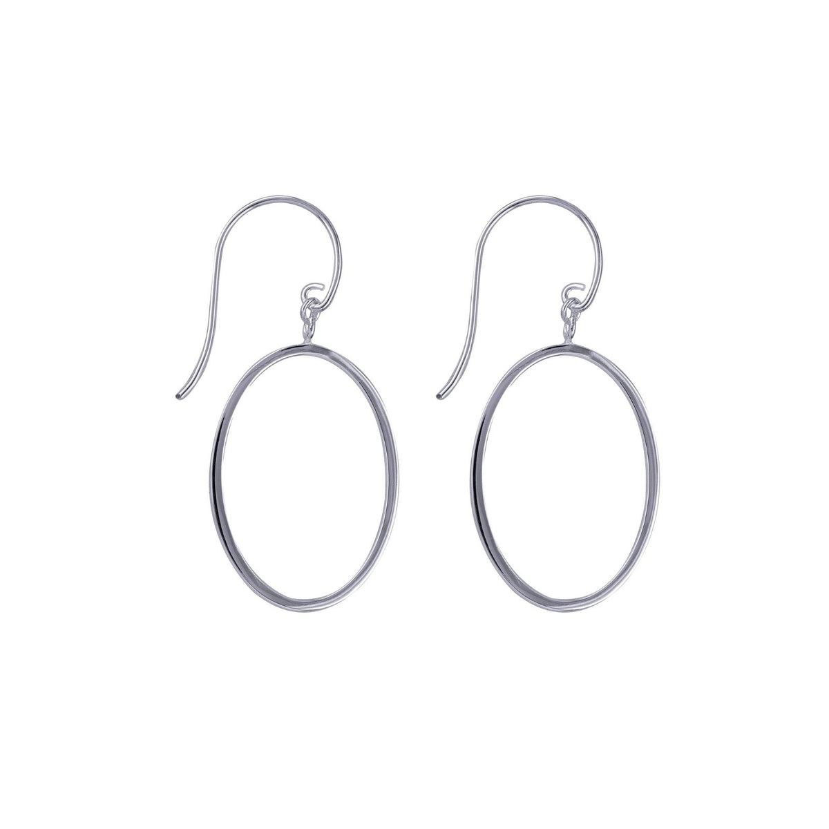 Sterling Silver Open Oval Drop Earrings