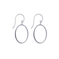 Sterling Silver Open Oval Drop Earrings