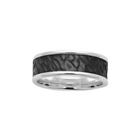 Sterling Silver & Black Zirconium Men's Wedding Ring