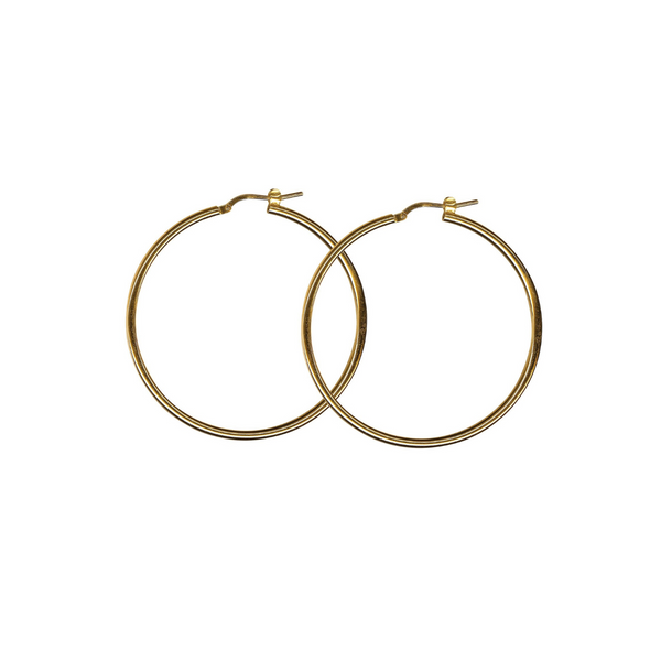 Yellow Gold Plated Plain Hoop Earrings