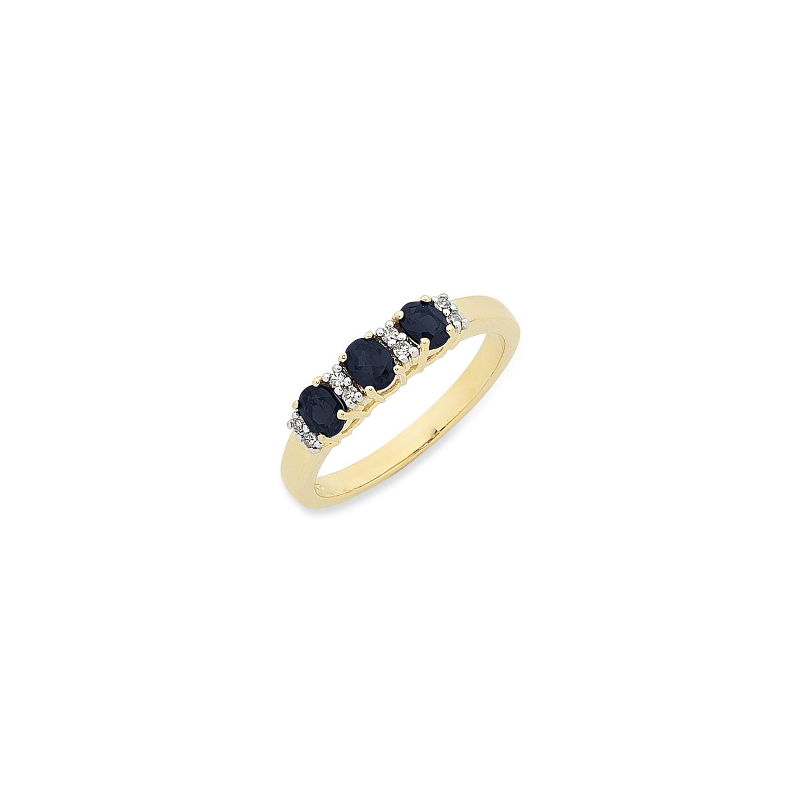 9ct Yellow Gold Natural Sapphire And Diamond RIng