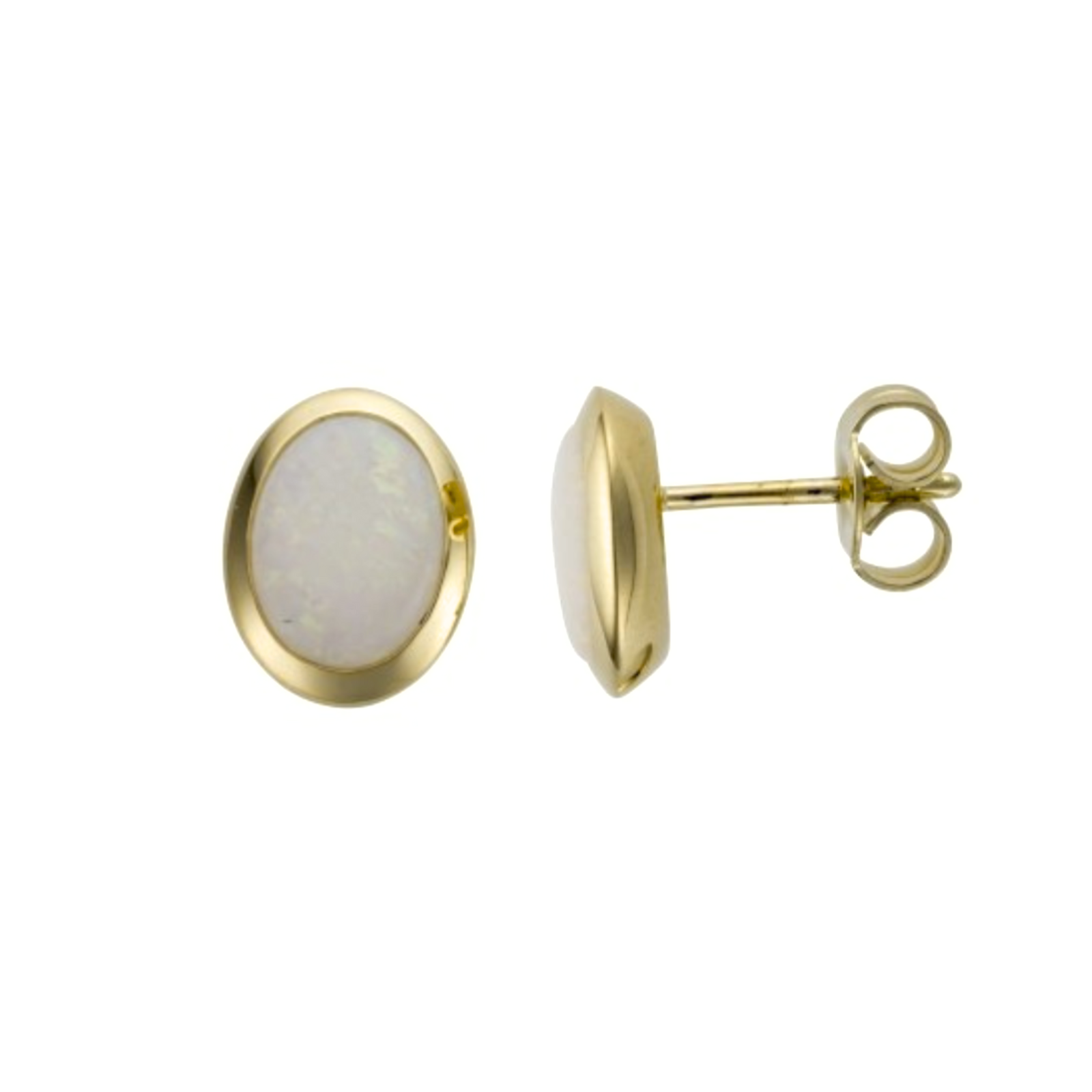 9ct Yellow Gold Oval Opal Stud Earrings