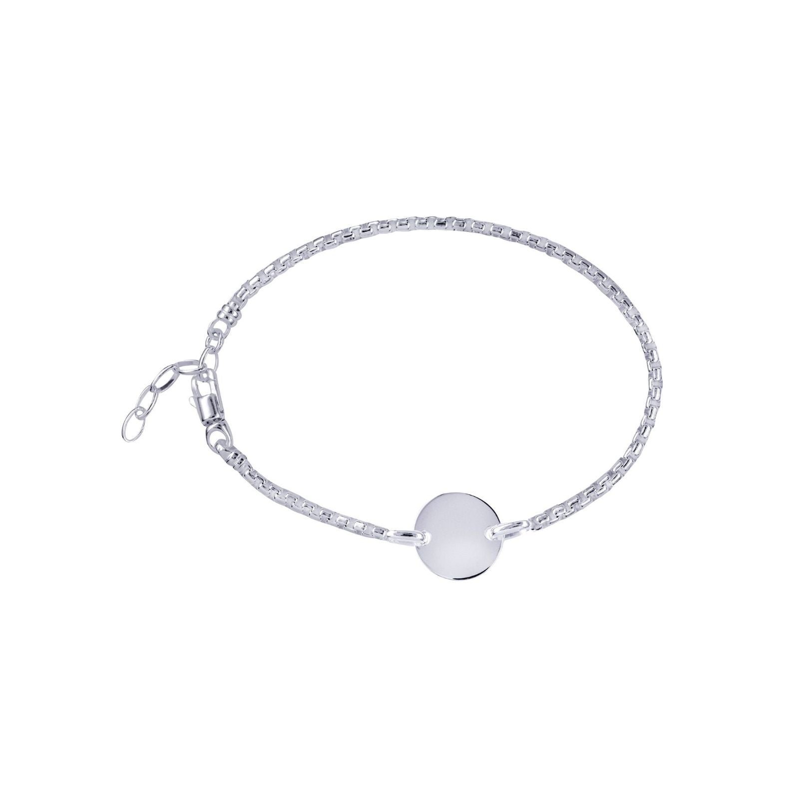 Sterling Silver Italian Braclet With Plain Round Disc