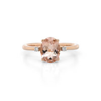 9ct Rose Gold Oval Morganite & Diamond Ring