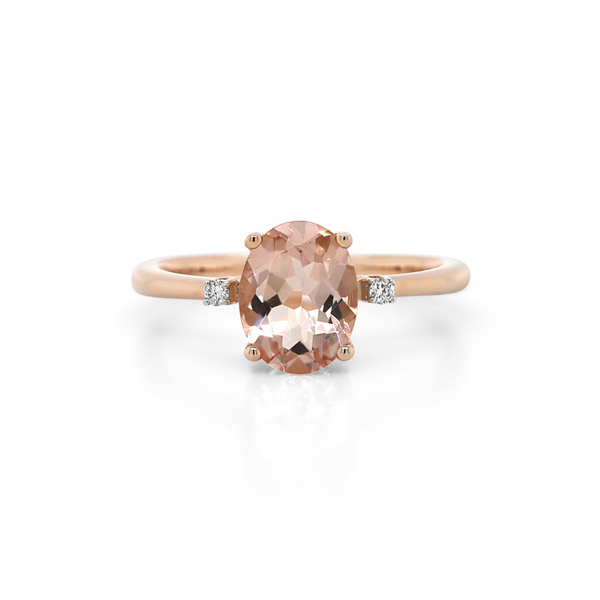 9ct Rose Gold Oval Morganite & Diamond Ring