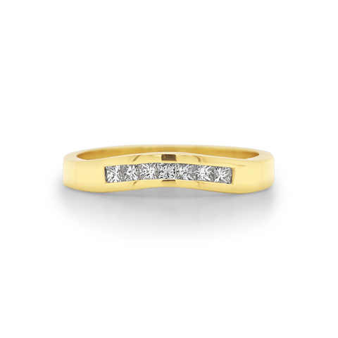 18ct Yellow Gold Princess Cut Diamond Wedding Ring