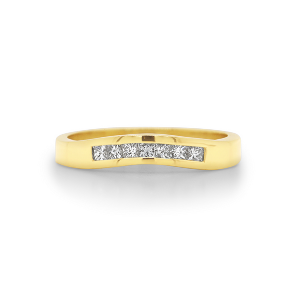 18ct Yellow Gold Princess Cut Diamond Wedding Ring