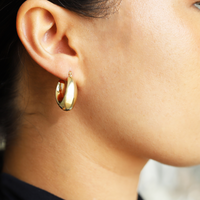 9ct Yellow Gold Chunky Pointed Teardrop Hoops