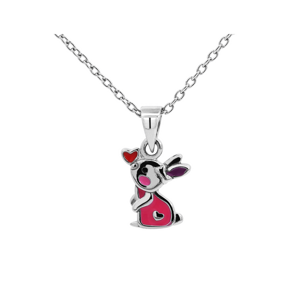 Sterling Silver Enamel Rabbit Pendant