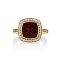 9ct Yellow Gold Cushion Cut Garnet And Diamond Ring