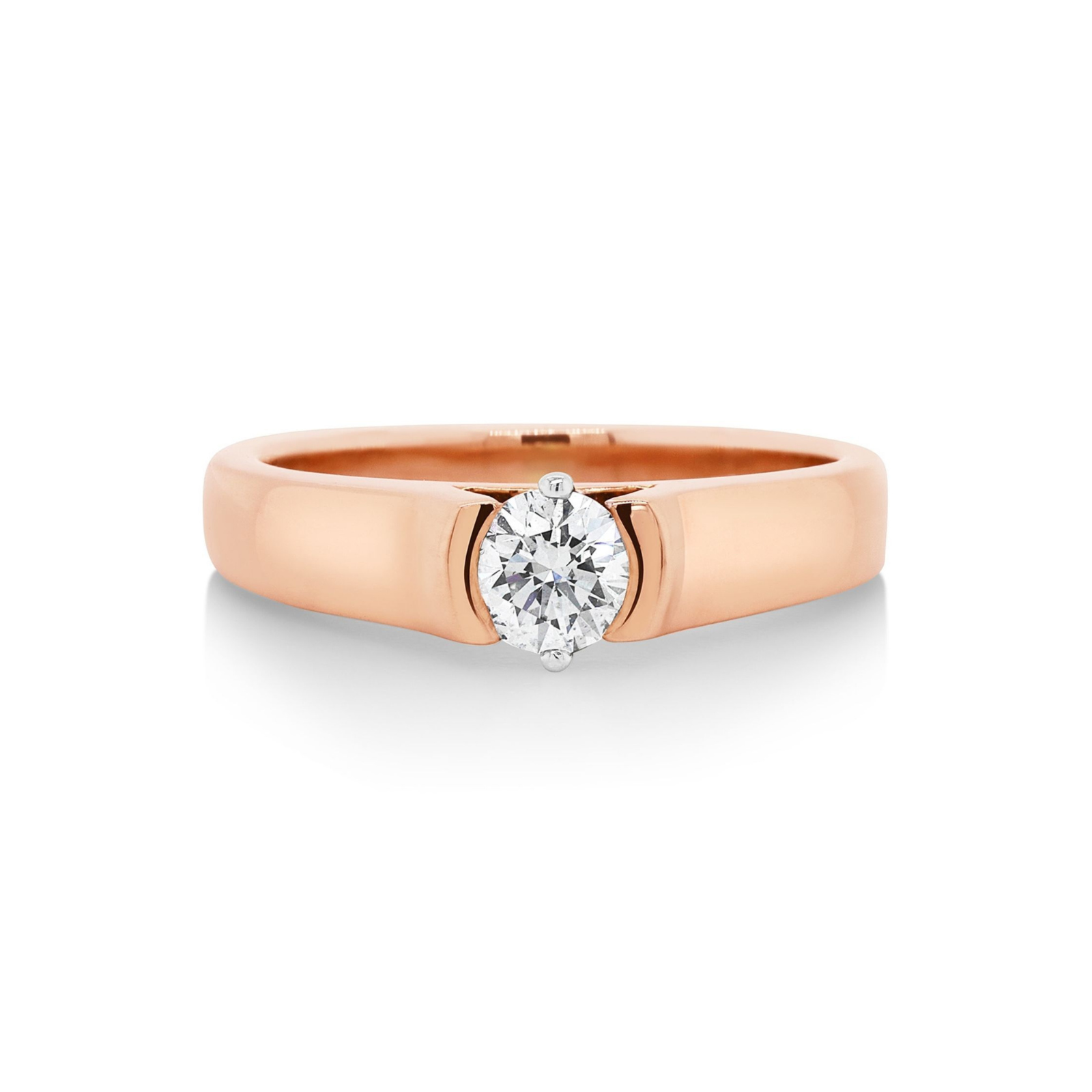 18ct Rose Gold Diamond Half Bezel Set Ring