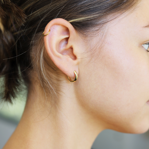 9ct Yellow Gold Silver Bonded Huggie Earrings - alternate view