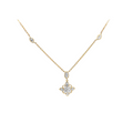 9ct Yellow Gold Diamond Floral Bead Set Drop Necklace