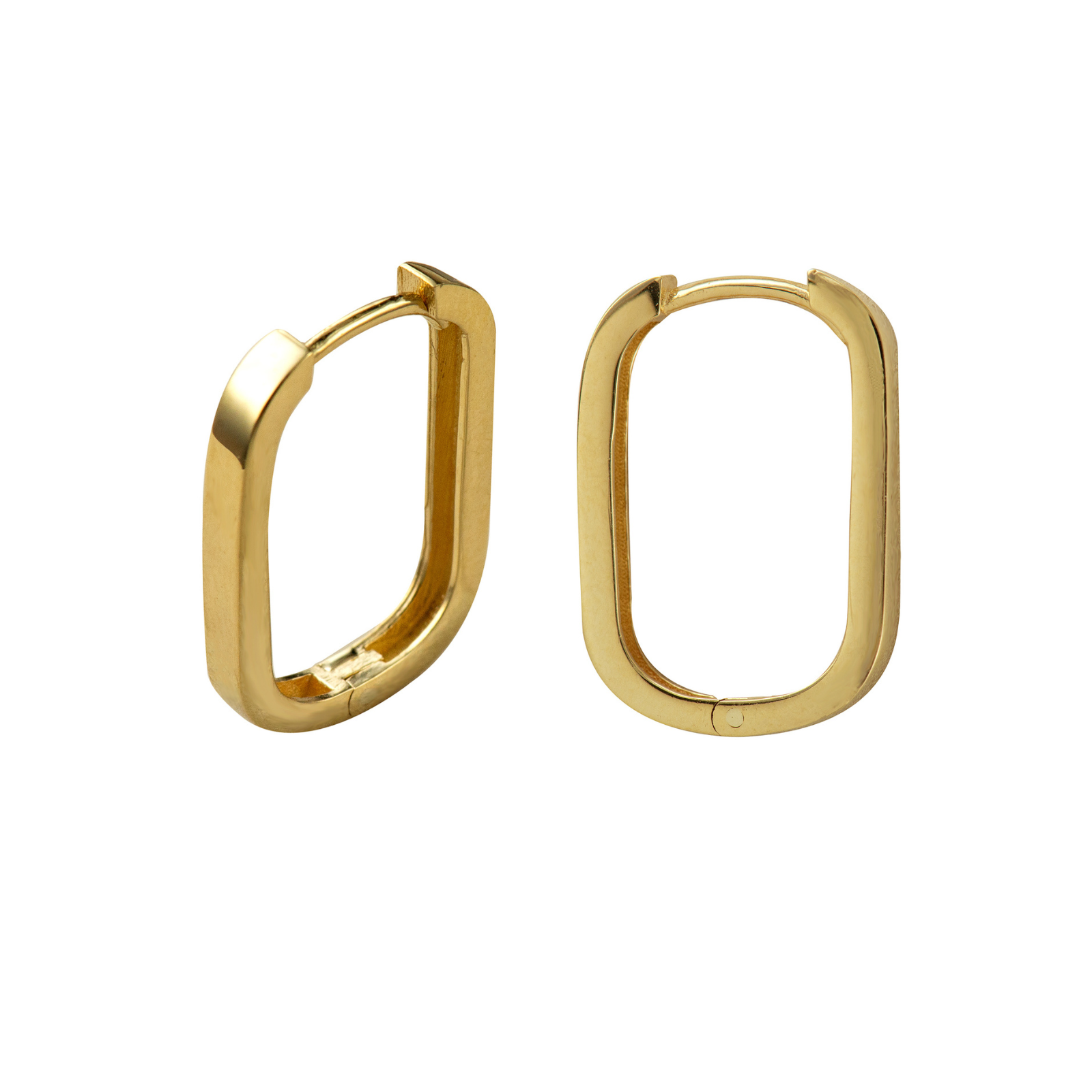 9ct Yellow Gold Rectangular Huggie Earrings
