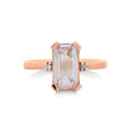 9ct Rose Gold Emerald Cut Morganiite And Diamond Ring