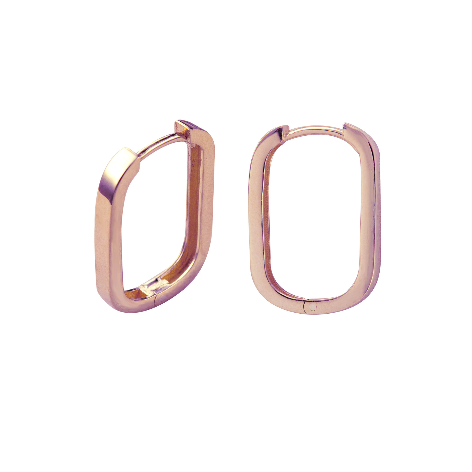 9ct Rose Gold Rectangular Huggie Earrings