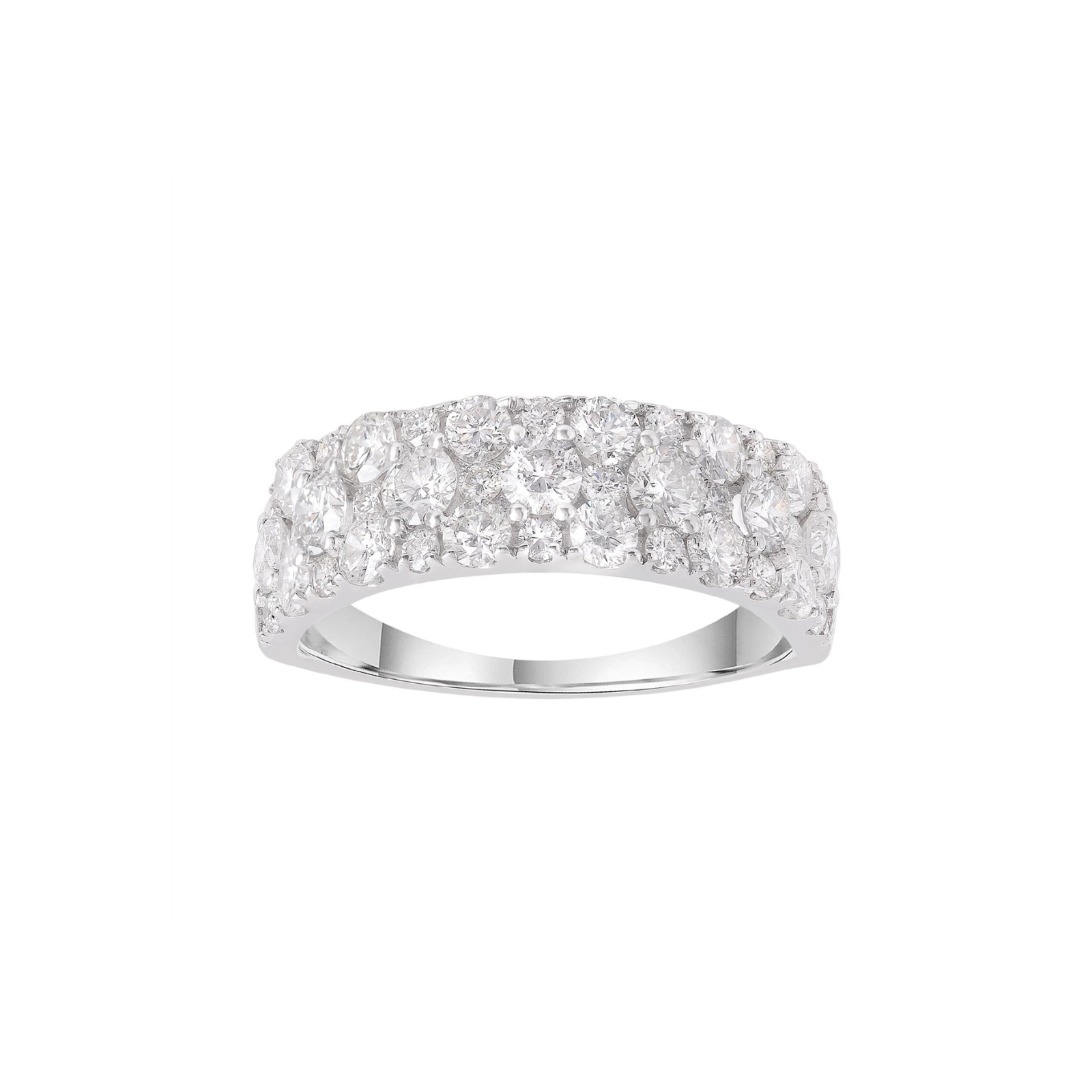 9ct White Gold Wide Diamond Set Ring