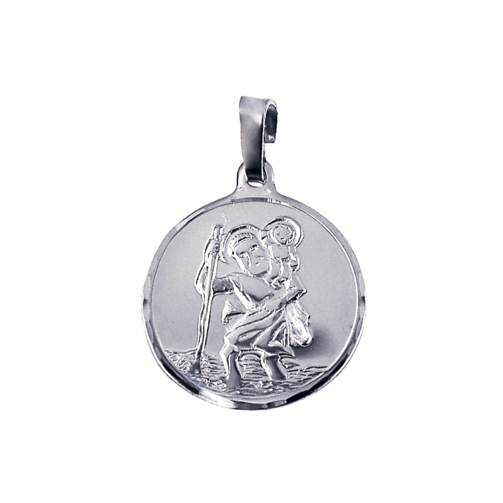 9ct White Gold St Christopher Medallion