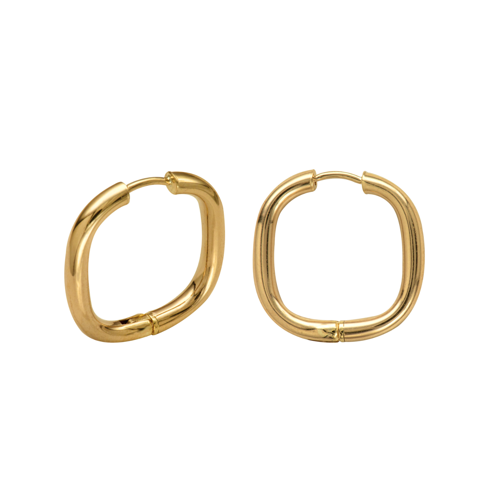 9ct Yellow Gold Square Huggie Earrings